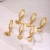 Wholesale Women's 316L Stainless Steel Inlaid Zircon Full Diamond Earrings With Geometric Pattern And Light Luxury Style Electroplated In 18K Gold Color