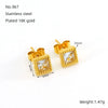 Wholesale Women's 316L Stainless Steel Inlaid Zircon Geometric Earrings