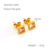 Wholesale Women's 316L Stainless Steel Inlaid Zircon Geometric Earrings