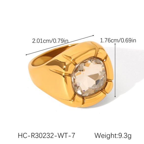 Wholesale Women's Stainless Steel Inlaid Zircon Ring Geometric Style Casting