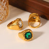 Wholesale Women's Stainless Steel Inlaid Zircon Ring Geometric Style Casting