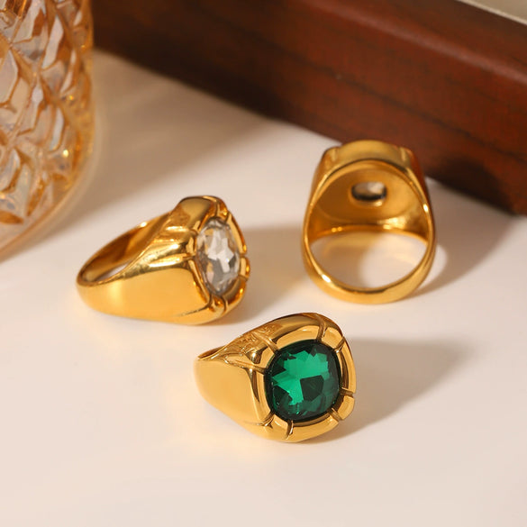 Wholesale Women's Stainless Steel Inlaid Zircon Ring Geometric Style Casting