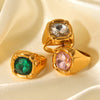 Wholesale Women's Stainless Steel Inlaid Zircon Ring Geometric Style Casting