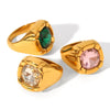 Wholesale Women's Stainless Steel Inlaid Zircon Ring Geometric Style Casting