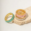 Wholesale Women's Stainless Steel Inlaid Zircon Ring With Geometric Pattern 18K Gold Electroplated Niche Ins Style
