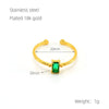 Wholesale Women's 316L Stainless Steel Inlaid Zircon Square Geometric Electroplated Ring