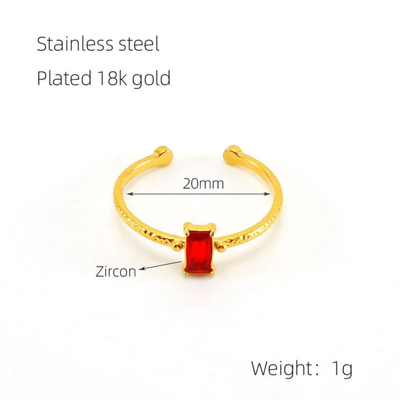 Wholesale Women's 316L Stainless Steel Inlaid Zircon Square Geometric Electroplated Ring