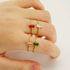 Wholesale Women's 316L Stainless Steel Inlaid Zircon Square Geometric Electroplated Ring