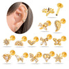 Wholesale Women's Stainless Steel Inner Tooth Thread Flat Base Rod Lip Nail Copper Zircon Butterfly Bow Tie Ear Bone Nail Electroplated Puncture Ornaments