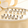 Wholesale Women's Stainless Steel Inner Tooth Thread Flat Base Rod Lip Nail Copper Zircon Butterfly Bow Tie Ear Bone Nail Electroplated Puncture Ornaments