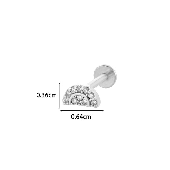 Wholesale Women's Stainless Steel Inner Tooth Thread Flat Base Rod Lip Nail Copper Zircon Butterfly Bow Tie Ear Bone Nail Electroplated Puncture Ornaments