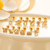 Wholesale Women's Stainless Steel Inner Tooth Thread Flat Base Rod Lip Nail Copper Zircon Butterfly Bow Tie Ear Bone Nail Electroplated Puncture Ornaments