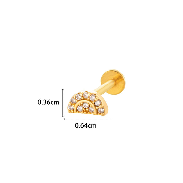 Wholesale Women's Stainless Steel Inner Tooth Thread Flat Base Rod Lip Nail Copper Zircon Butterfly Bow Tie Ear Bone Nail Electroplated Puncture Ornaments