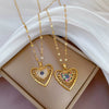 Wholesale Women's Stainless Steel Ins Style Devil's Eye Heart Shape Pendant Necklace With Electroplating