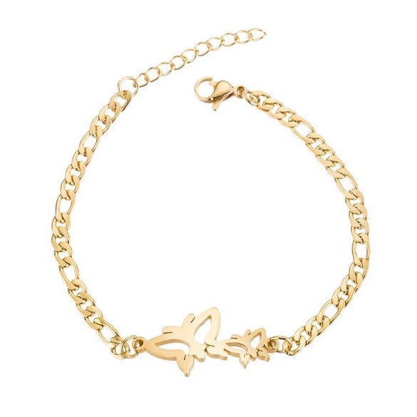 Wholesale Women's Stainless Steel Insect Butterfly Mori Animal Style Electroplated Bracelet