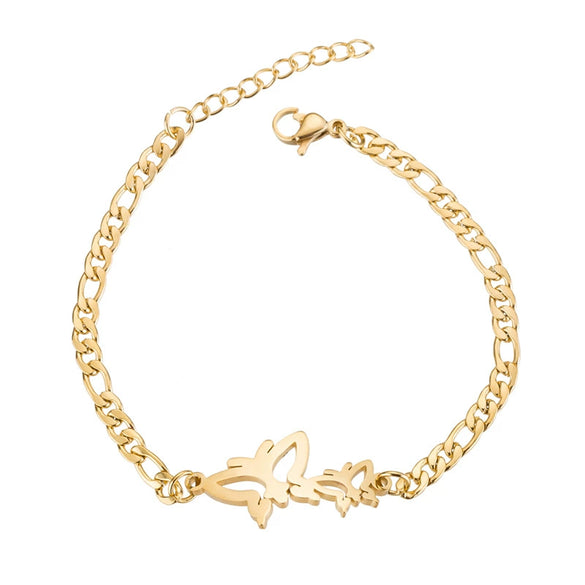 Wholesale Women's Stainless Steel Insect Butterfly Mori Animal Style Electroplated Bracelet