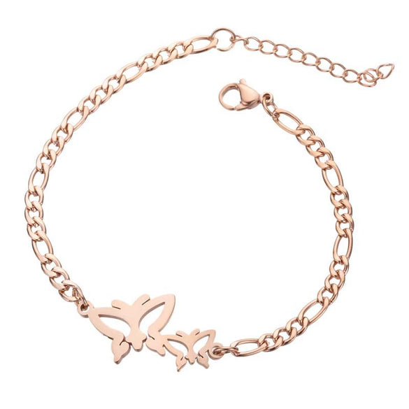 Wholesale Women's Stainless Steel Insect Butterfly Mori Animal Style Electroplated Bracelet