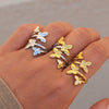 Wholesale Women's Stainless Steel Insectshaped Open Rings With Pvd Furnace Vacuum Real Gold Plating And Ins Style