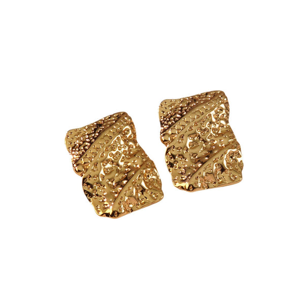 Wholesale Women's Stainless Steel Irregular Fold Geometric Stamped Earrings