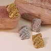 Wholesale Women's Stainless Steel Irregular Fold Geometric Stamped Earrings