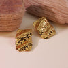 Wholesale Women's Stainless Steel Irregular Fold Geometric Stamped Earrings