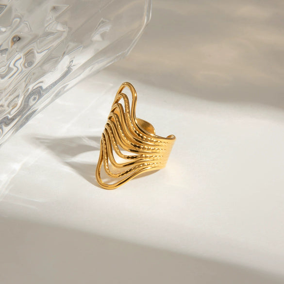 Wholesale Women's Stainless Steel Irregular Geometric Ring With Electroplating Treatment And Ins Style