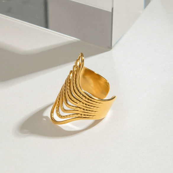 Wholesale Women's Stainless Steel Irregular Geometric Ring With Electroplating Treatment And Ins Style