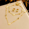 Wholesale Women's Stainless Steel Jewelry Retro Style Electroplated Heart Water Drop Bell Shaped Accessories Chain Set