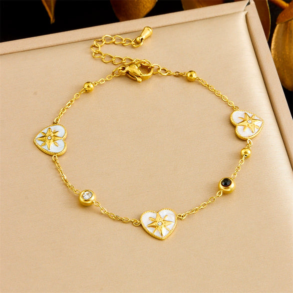 Wholesale Women's Stainless Steel Jewelry Retro Style Electroplated Heart Water Drop Bell Shaped Accessories Chain Set