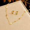 Wholesale Women's Stainless Steel Jewelry Retro Style Electroplated Heart Water Drop Bell Shaped Accessories Chain Set