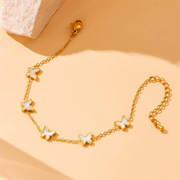 Wholesale Women's Stainless Steel Jewelry Set With Butterfly Dragonfly Insect Patterns Electroplated Bracelet Earrings Necklace