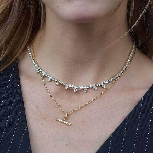 Wholesale Women's Stainless Steel Jewelry Set With Geometric Style Pvd Furnace Vacuum Real Gold Plating Including Earrings And Necklaces