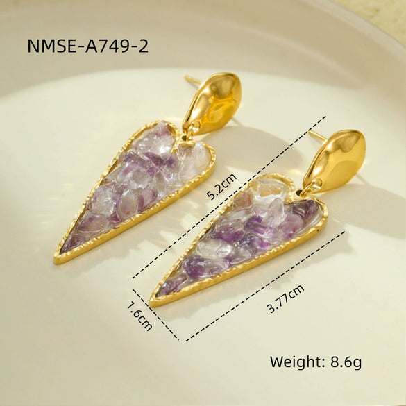 Wholesale Women's Stainless Steel Jewelry Set With Heart Water Drop And Bell Patterns Electroplated