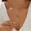 Wholesale Women's Stainless Steel Jewelry Set With Heart Water Drop And Bell Patterns Electroplated