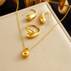 Wholesale Women's Stainless Steel Jewelry Set With Heart Water Drop And Bell Patterns Electroplated