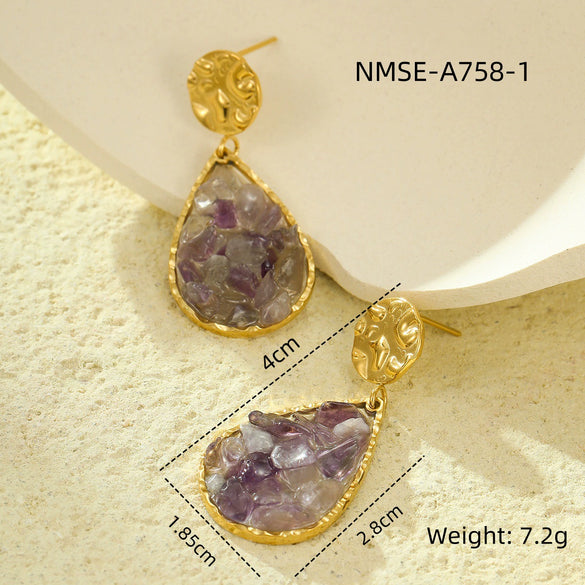 Wholesale Women's Stainless Steel Jewelry Set With Heart Water Drop And Bell Patterns Electroplated