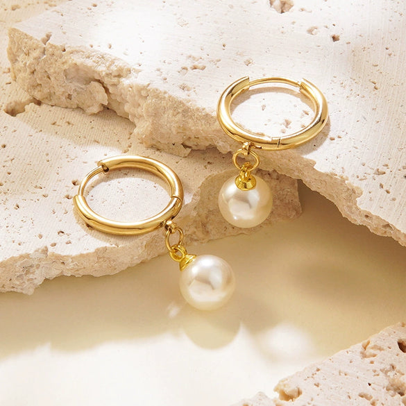 Wholesale Women's Stainless Steel Jewelry Set With Imitation Pearls Geometric Stars Sun And Moon Clouds Universe Electroplated