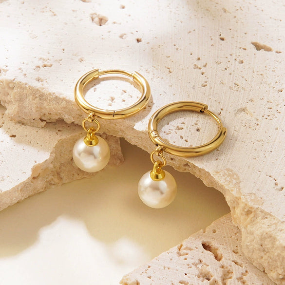 Wholesale Women's Stainless Steel Jewelry Set With Imitation Pearls Geometric Stars Sun And Moon Clouds Universe Electroplated