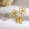 Wholesale Women's Stainless Steel Jewelry Set With Zircon Flower Vacuum Real Gold Plated Ring And Earring