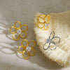 Wholesale Women's Stainless Steel Jewelry Set With Zircon Flower Vacuum Real Gold Plated Ring And Earring