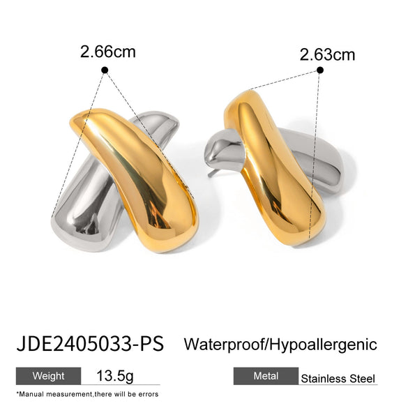 Wholesale Women's Stainless Steel Jewelry With Electroplating Twocolor Irregular Geometric Design