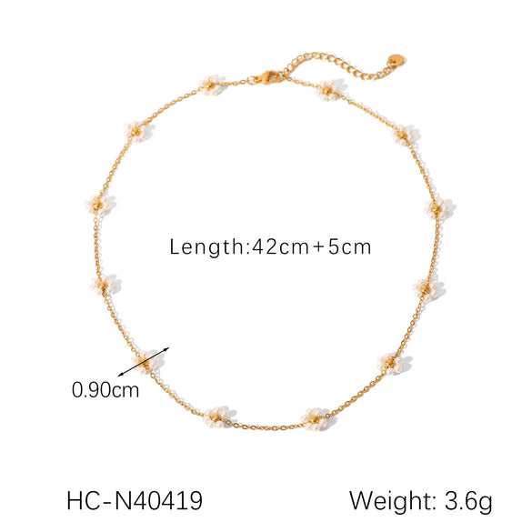 Wholesale Women's Stainless Steel Jewelry With Geometric And Flower Patterns Electroplated Necklace And Bracelet