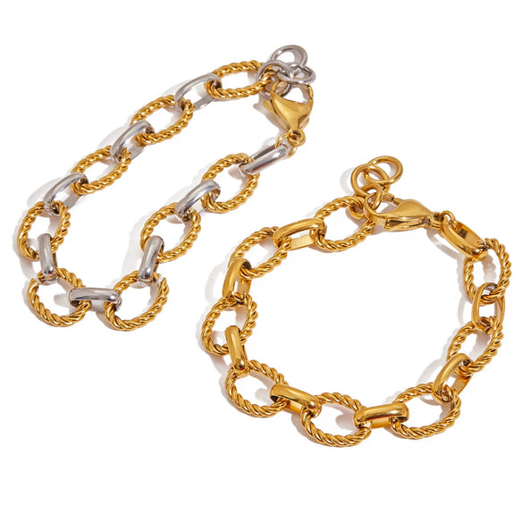 Wholesale Women's Stainless Steel Jewelry With Geometric Shape Electroplated Necklace And Bracelet Non Fading