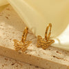 Wholesale Women's Stainless Steel Joker Butterfly Earrings With 18K Gold Pvd Electroplating