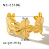 Wholesale Women's Stainless Steel 18K Color Bracelet With Leaf Butterfly Flower Stitching And Creative Opening Electroplated