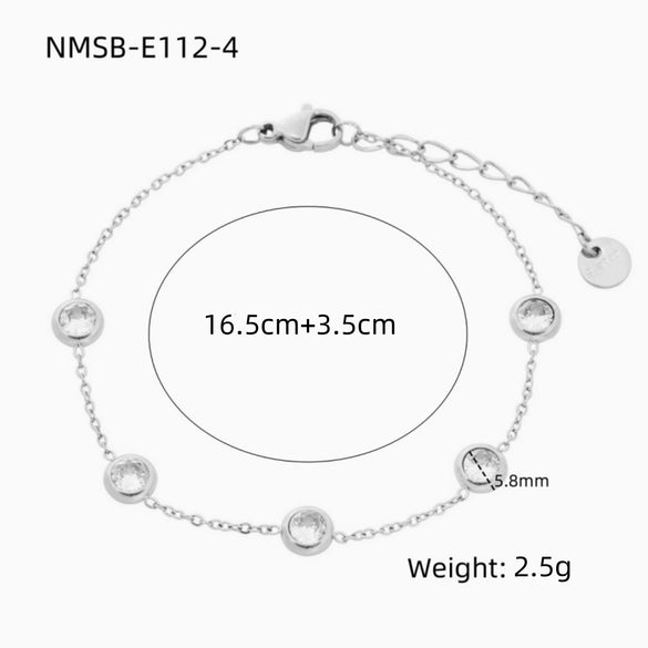 Wholesale Women's Stainless Steel 18K Colored Diamond Geometric Fashion Electroplated Round Bracelet