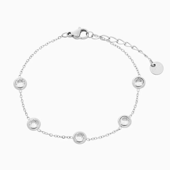 Wholesale Women's Stainless Steel 18K Colored Diamond Geometric Fashion Electroplated Round Bracelet