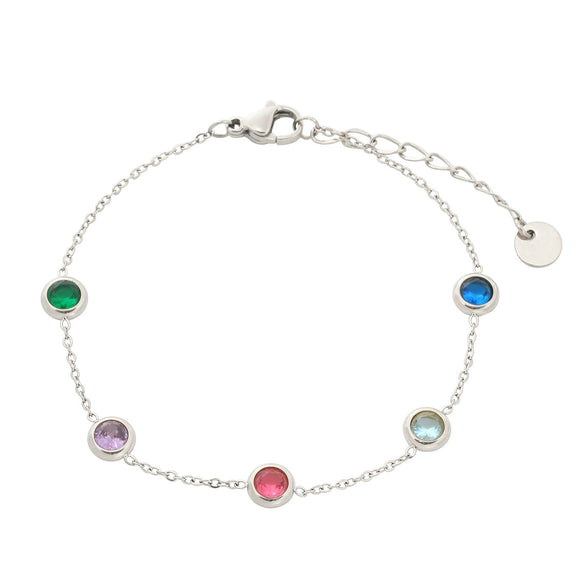Wholesale Women's Stainless Steel 18K Colored Diamond Geometric Fashion Electroplated Round Bracelet