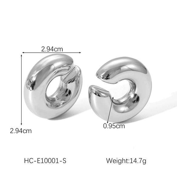 Wholesale Women's Stainless Steel 18K Electroplated Geometric Cshaped Ear Clip Earrings