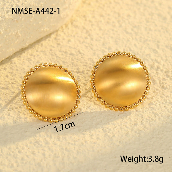 Wholesale Women's Stainless Steel 18K Electroplated Geometric Earrings Fashion Style Brushed Metal Finish